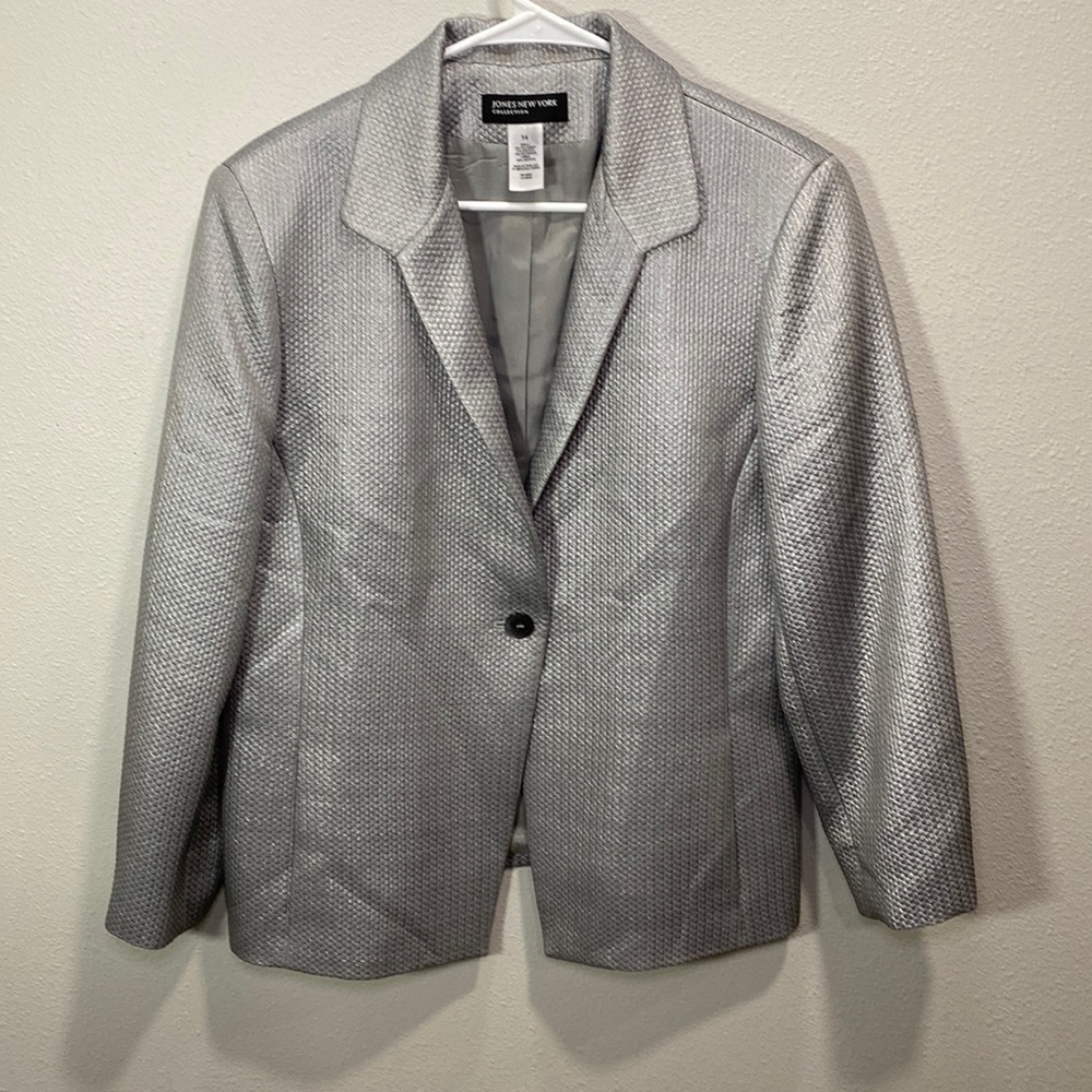Jones New York Silver Textured Blazer